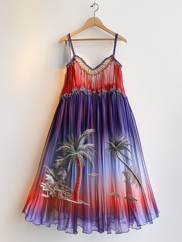 Summer Fashion Embroidered Gradient Top  1f16