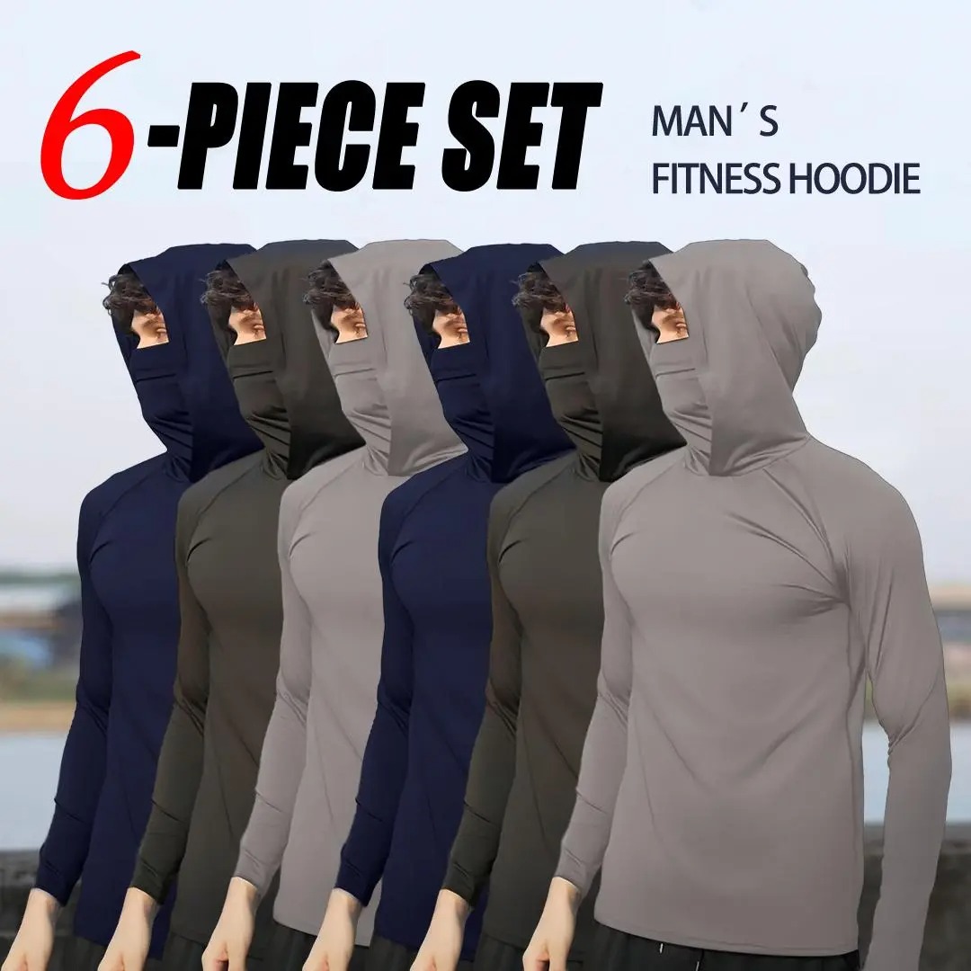 Men's Casual Hoodie Pullovers Slim Fit Long Sleeve Lightweight UPF 50+ Sun Protection