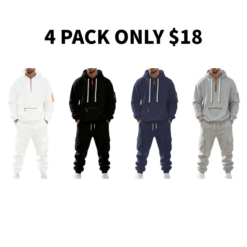 🔥Men's 8-Pack Hoodie & Cargo Pants Tracksuit Set - 8 Colors, Only $24