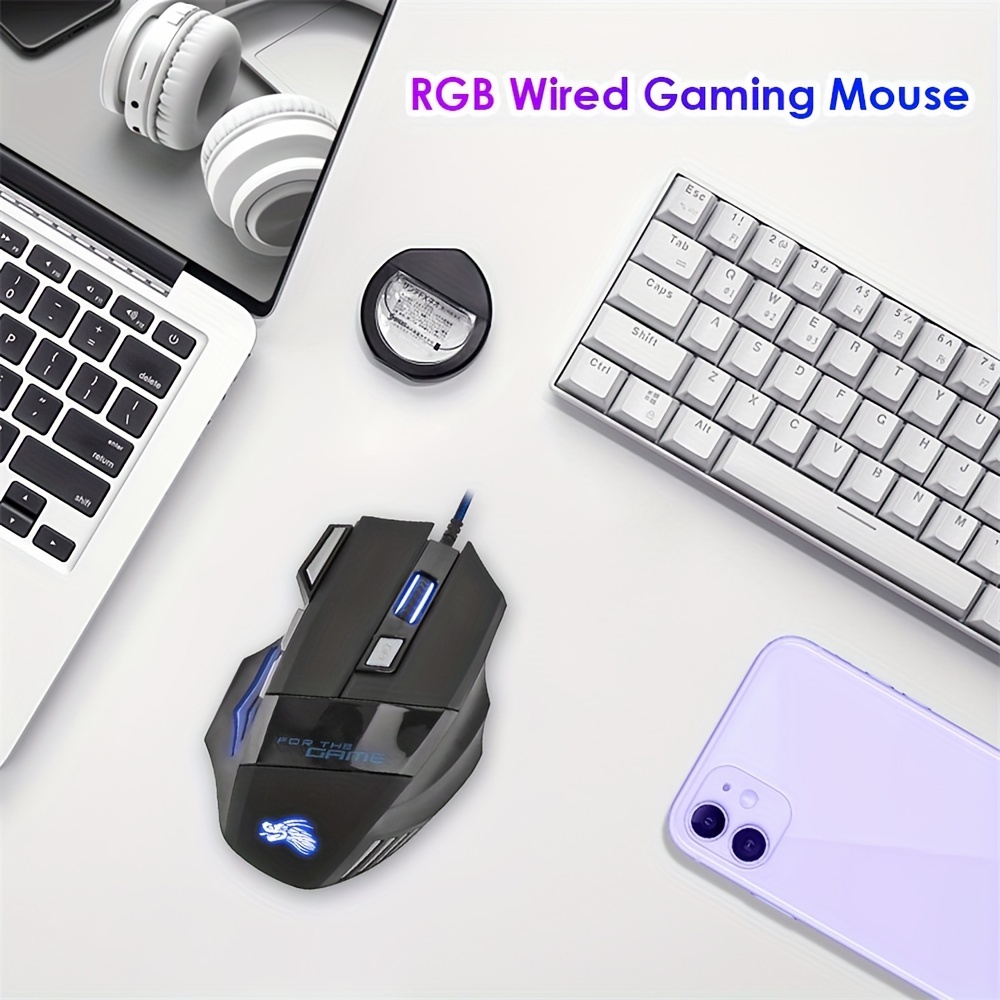 Wired Gaming Mouse 7 Button Backlit Ergonomic USB Mice 5500 DPI Backlight Adjustable Optical Mice For PC Gamer Computer Desktop