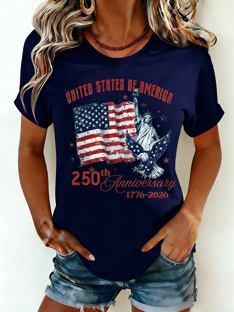USA 250th Anniversary Statue Of Liberty Eagle Vintage Patriotic Tee