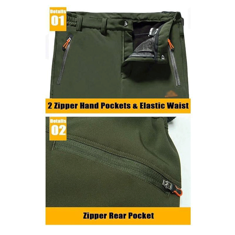 🧊 Men’s Fleece-Lined Water-Resistant Snow Pants – Warm Outdoor Winter Pants