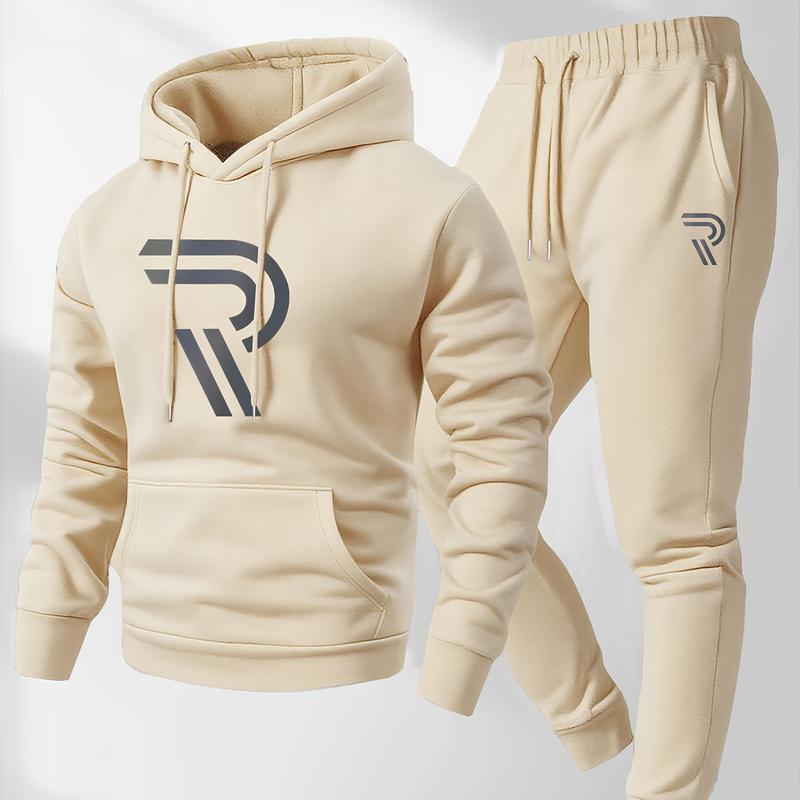 Men's sports two-piece hooded sweatshirt and pants set