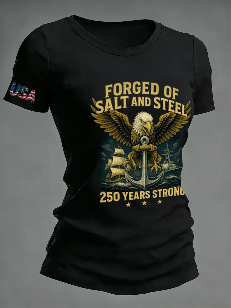 US Navy Patriotic Eagle Anchor 250th Anniversary Short Sleeve Tee