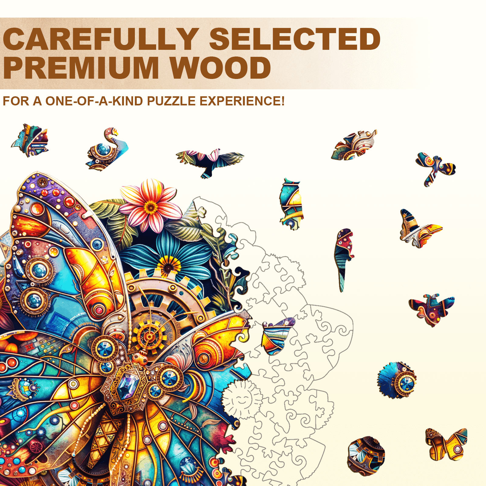 Gear Butterfly Wooden Jigsaw Puzzle