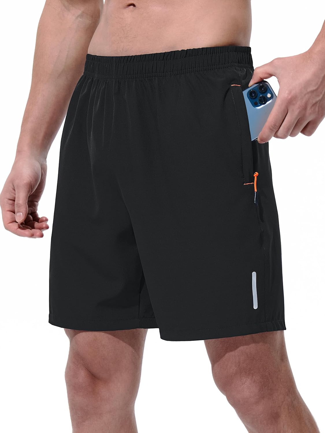 Mens Athletic Shorts Running Shorts Quick Dry Workout Shorts Lightweight Gym Basketball Shorts Zipper Pockets