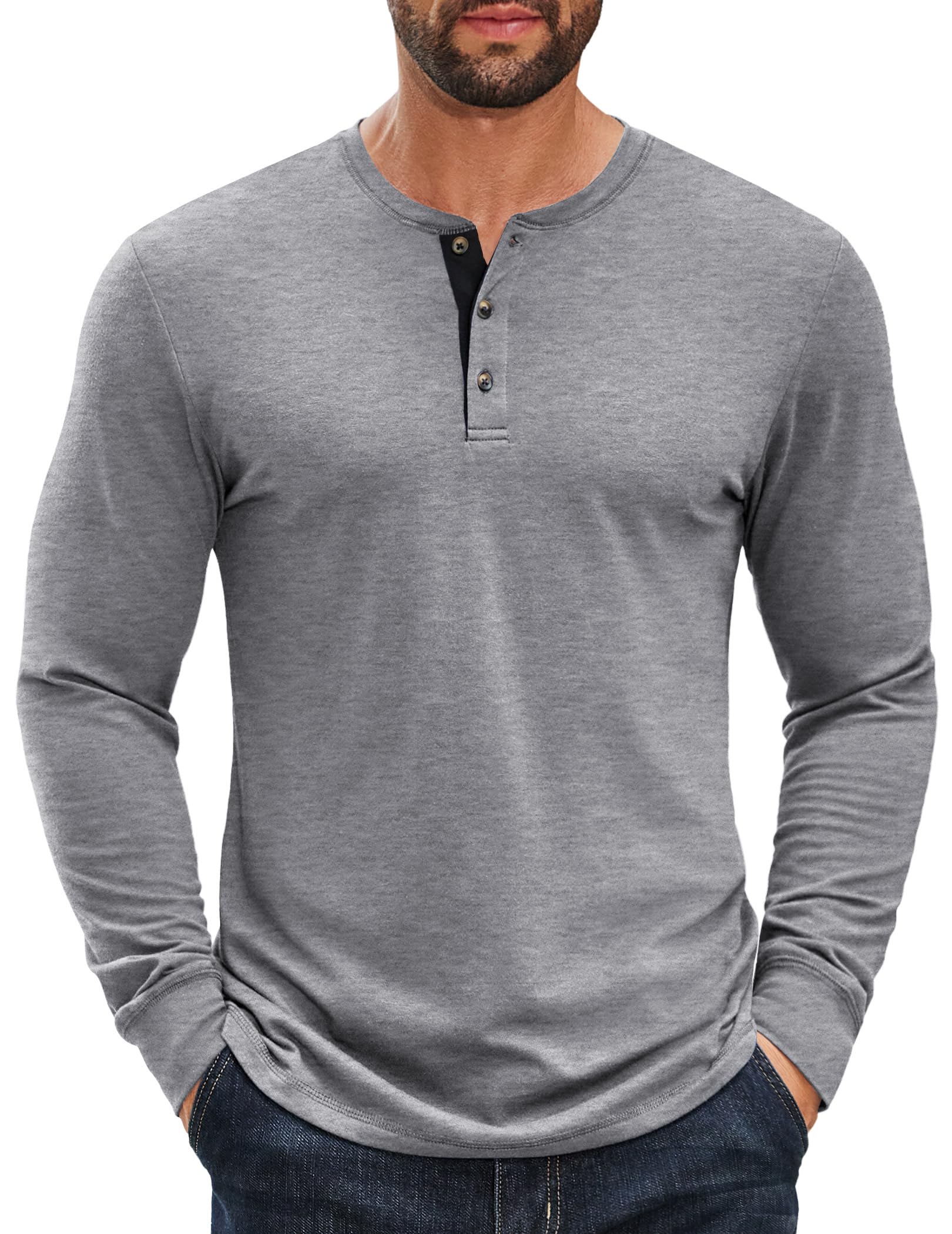 Men’s Classic Cotton Henley Long Sleeve