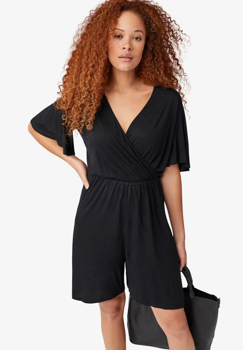 Flutter Sleeve Surplice Romper