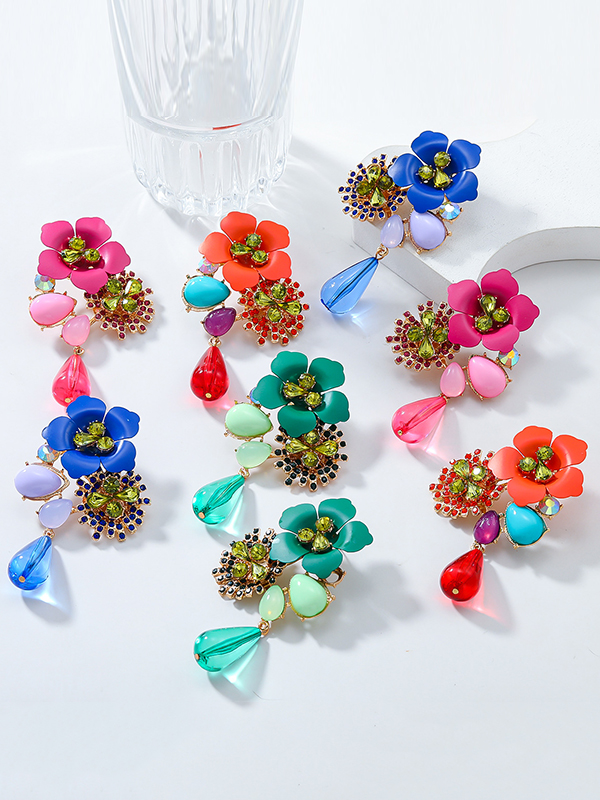Flower Shape Drop Earrings