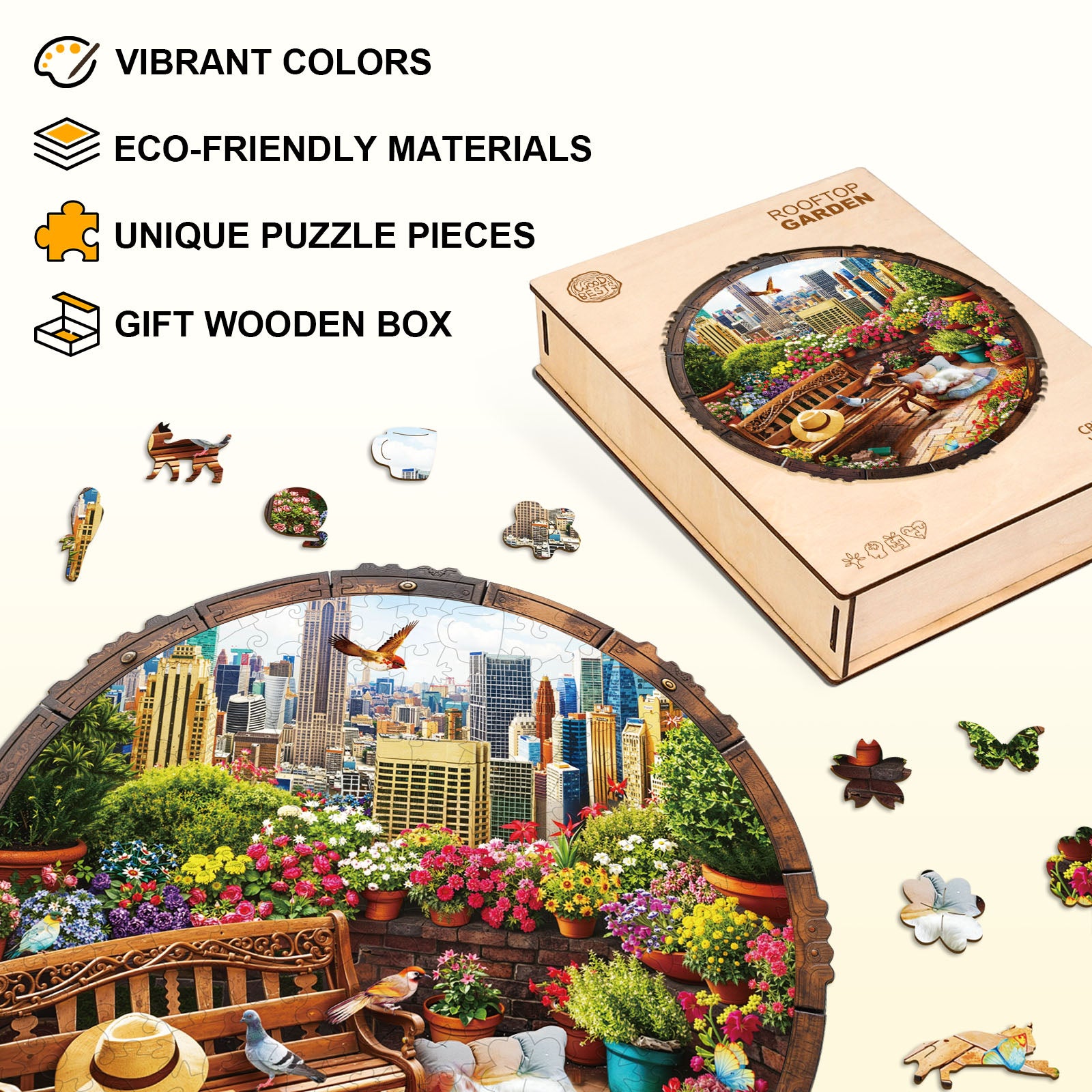 Rooftop Garden Wooden Jigsaw Puzzle