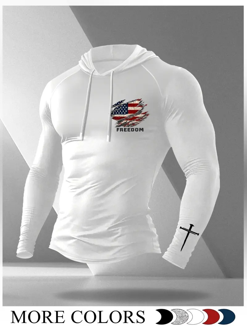 Men's Cartoon Print Long Sleeve Hooded T-Shirt