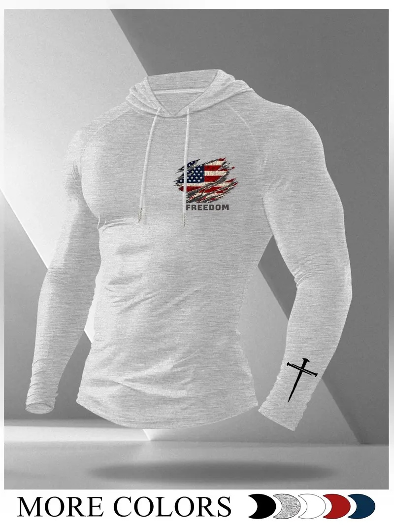 Men's Cartoon Print Long Sleeve Hooded T-Shirt