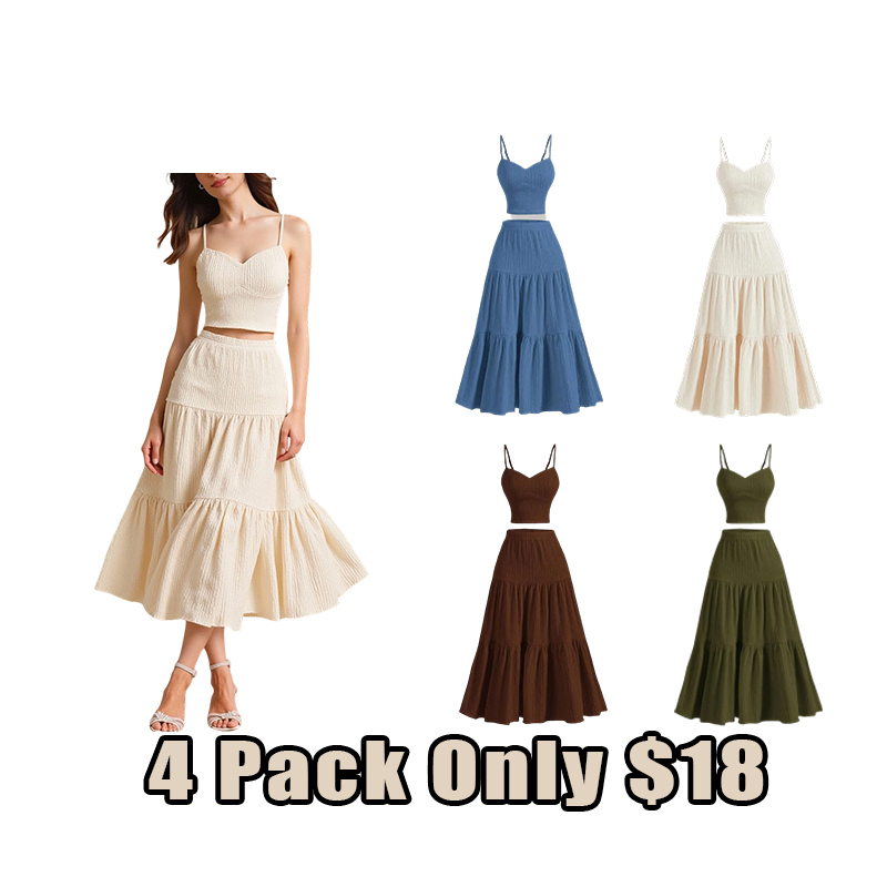 Effortless Summer Crop Cami & A-Line Skirt Set