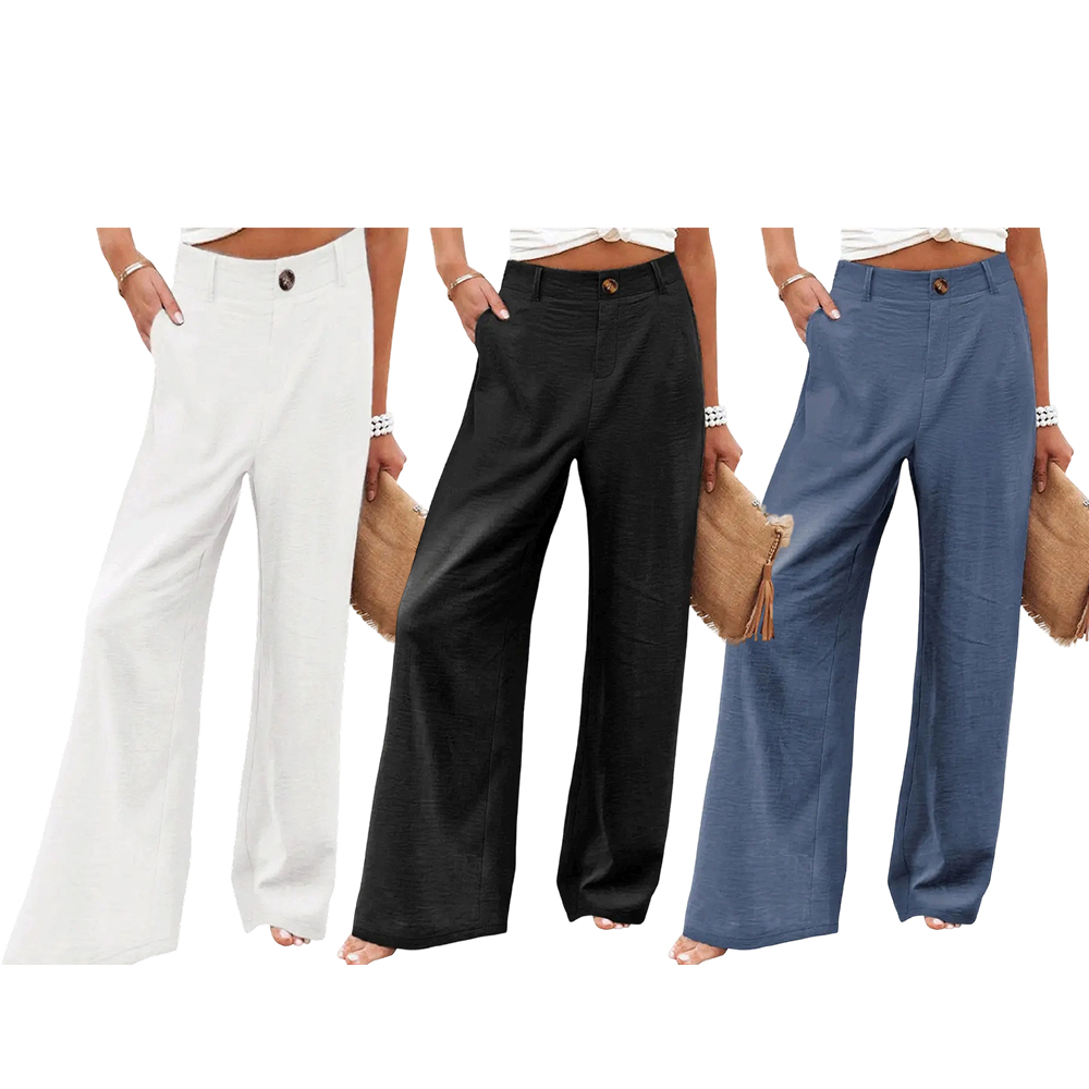 Women's Cotton Linen Pants | Summer 2026 Trendy High Waisted Wide Leg