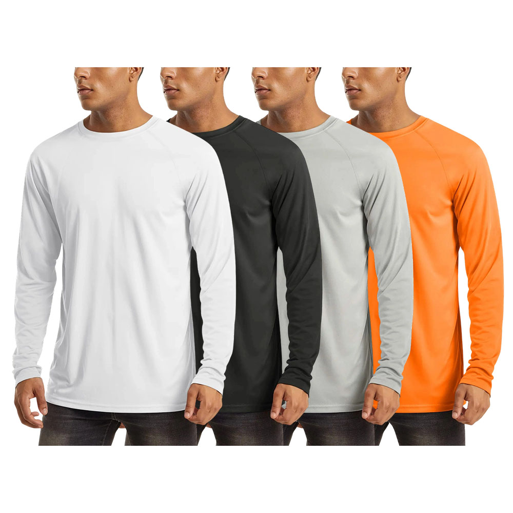 8 Pack Men's UPF 50+ Long Sleeves Shirts Quick Dry Lightweight Summer Sportswear Tops