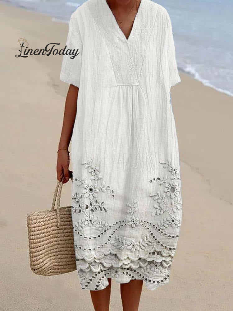 Women's Vintage Floral Pattern Art Print Flowy Dress