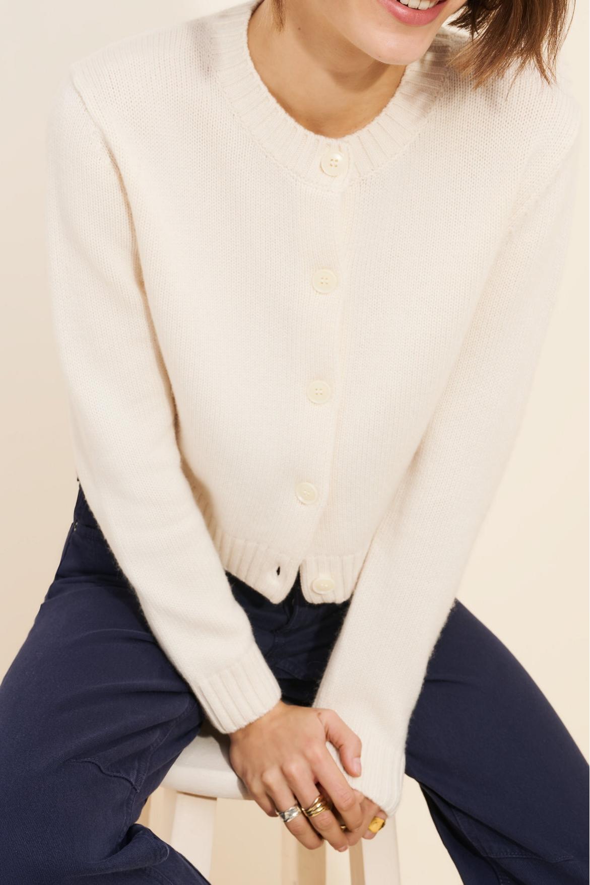 Solid Color Button Cashmere Sweater