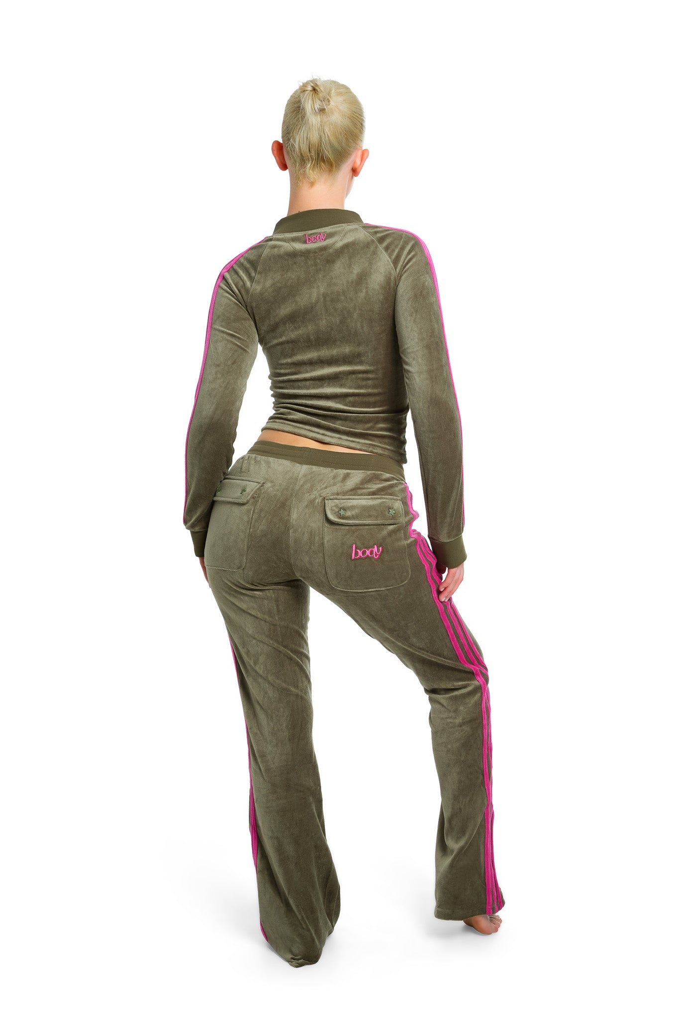 BODY VELOUR TRACK PANTS (OLIVE)