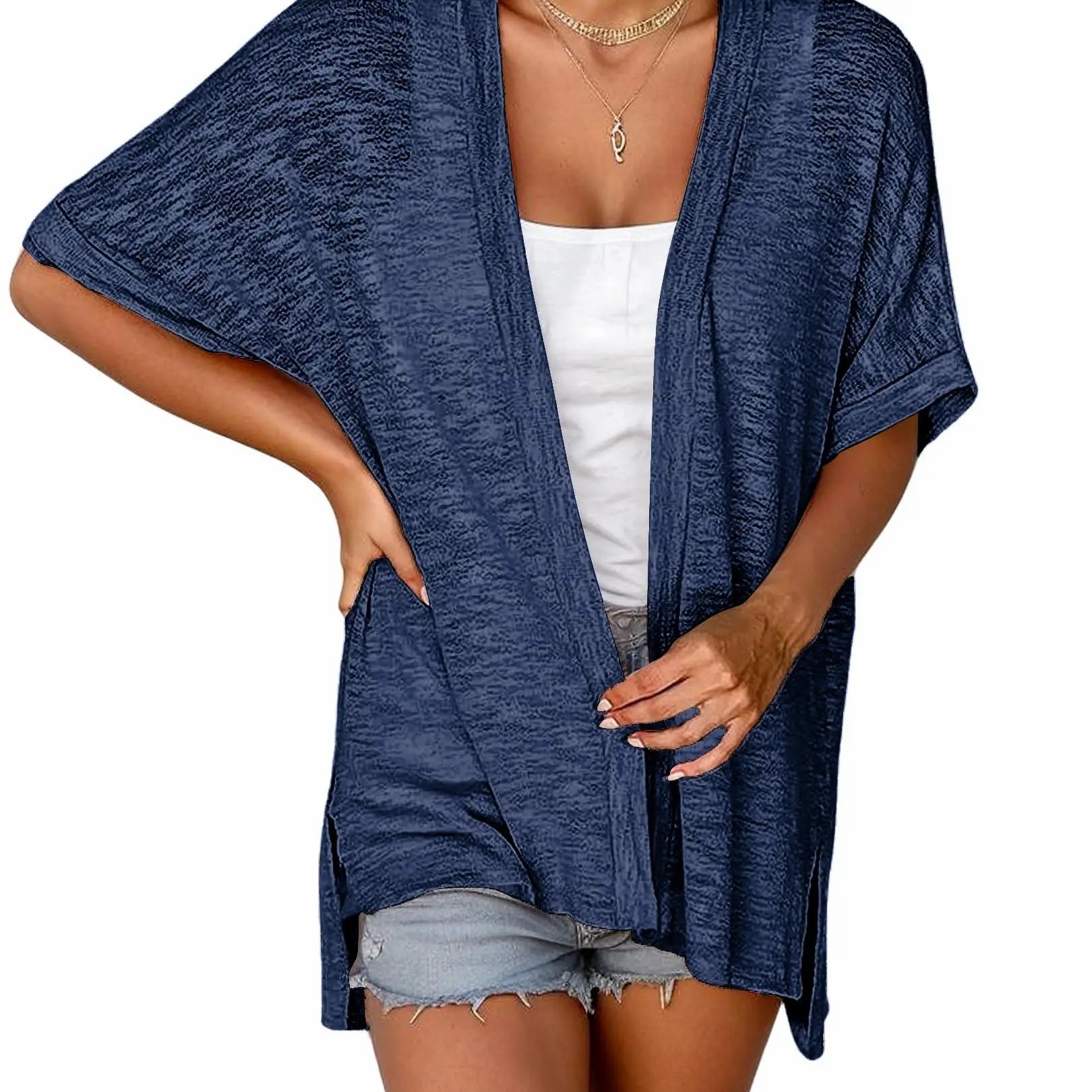 【Stock Up Deals】Women’s Lightweight Summer Open Front Short Sleeve Cardigan Cover Up
