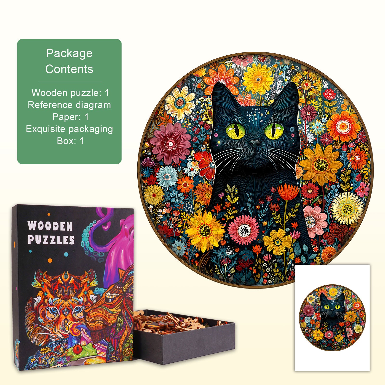 Fantasy Garden Guardian-Cat Wooden Jigsaw Puzzle