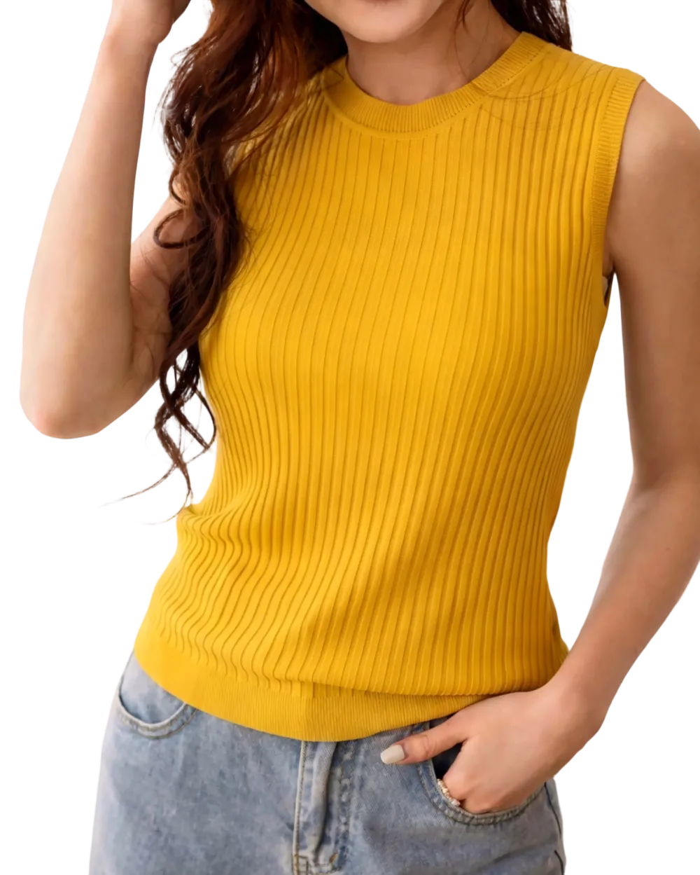 Women's Solid-Color Rib-Knit Vest