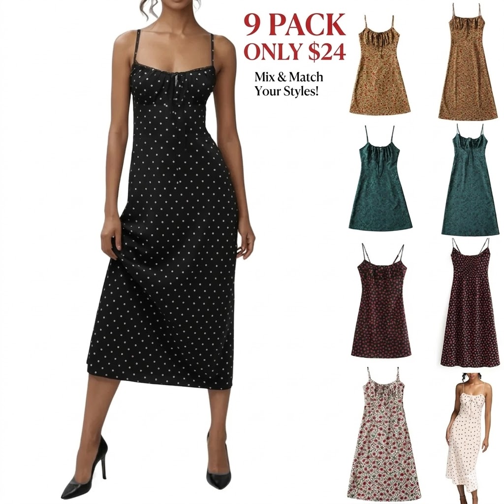 Women's Floral Dress Low-Cut Square Neck Spaghetti Strap Tie Bodycorn Dresses Casual Wear Slip with Adjustable Straps & Elastic Neckline