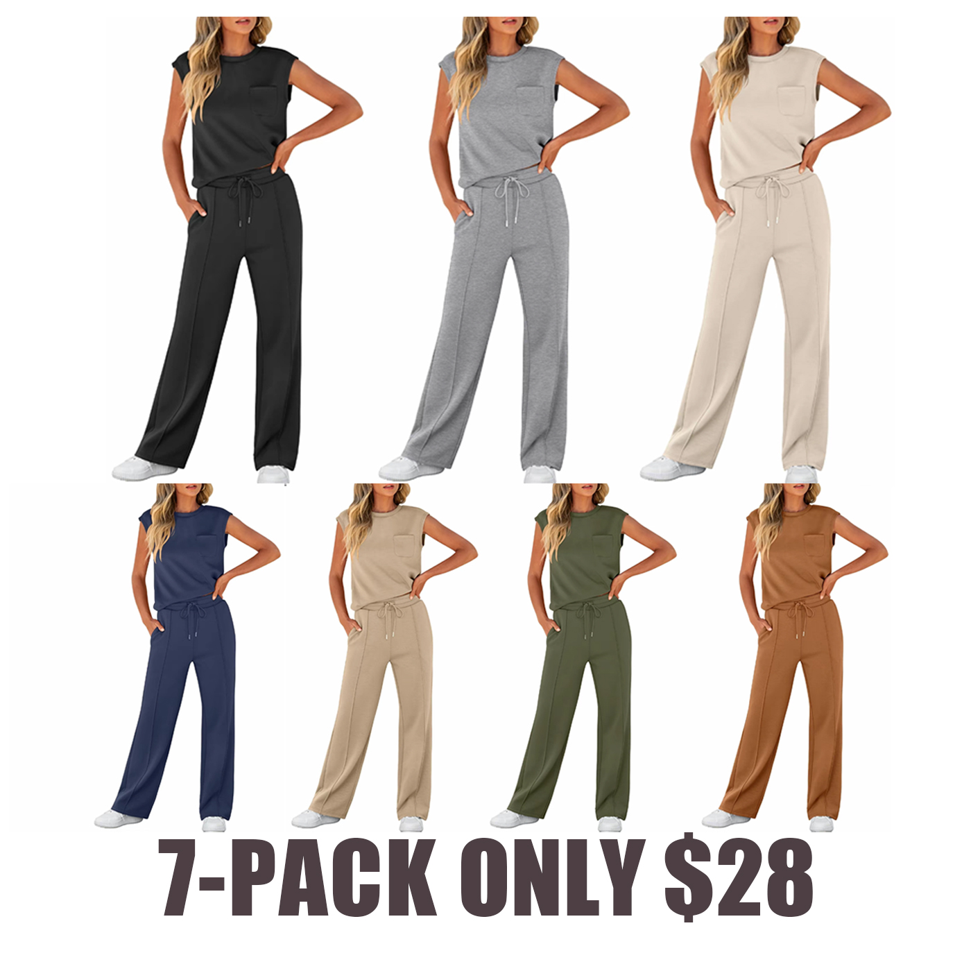 Women's 2-Piece Summer Set – Sleeveless Top & Wide-Leg Pants