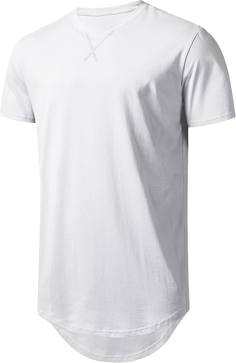 Mens Cotton Hipster Hip Hop Longline Crewneck T-Shirt,Menswear Casual Tshirt Tops