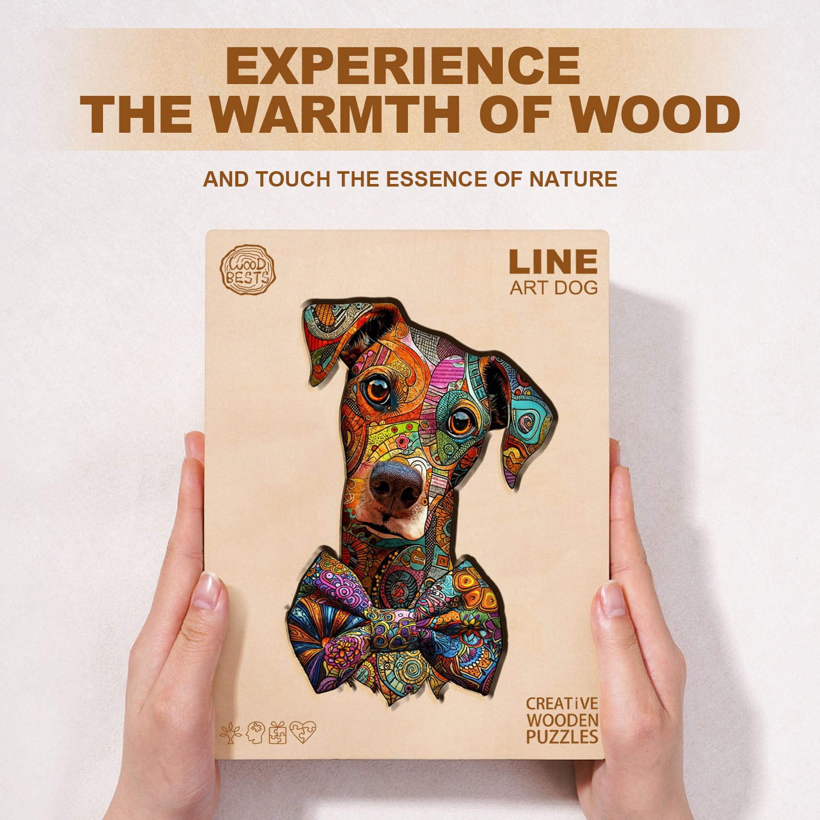 Line Art Dog Wooden Jigsaw Puzzle