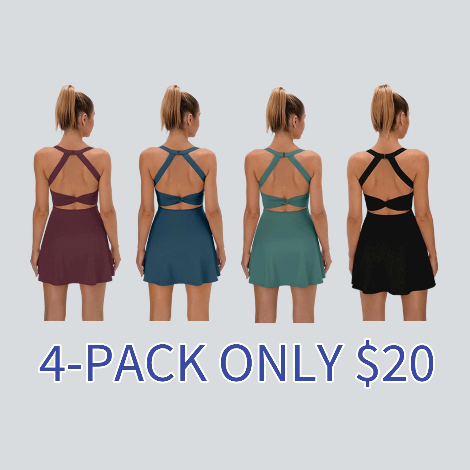 🔥Backless Sleeveless Criss Cross Active Spring Dresses for Women