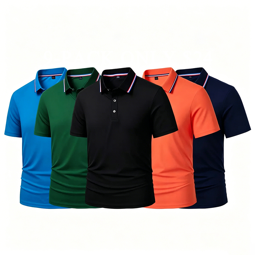 Men's Quick Dry Color Block Striped Polo Shirt⚡