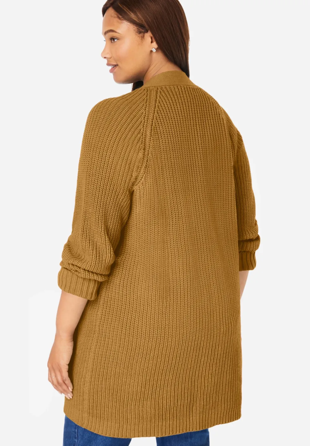 Button-Front Shaker Cardigan