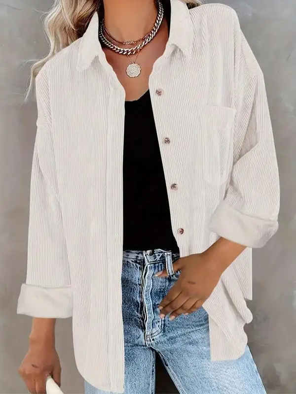 ✨Women's Plain Collared Minimalist Button Front Collared Blouse🔥