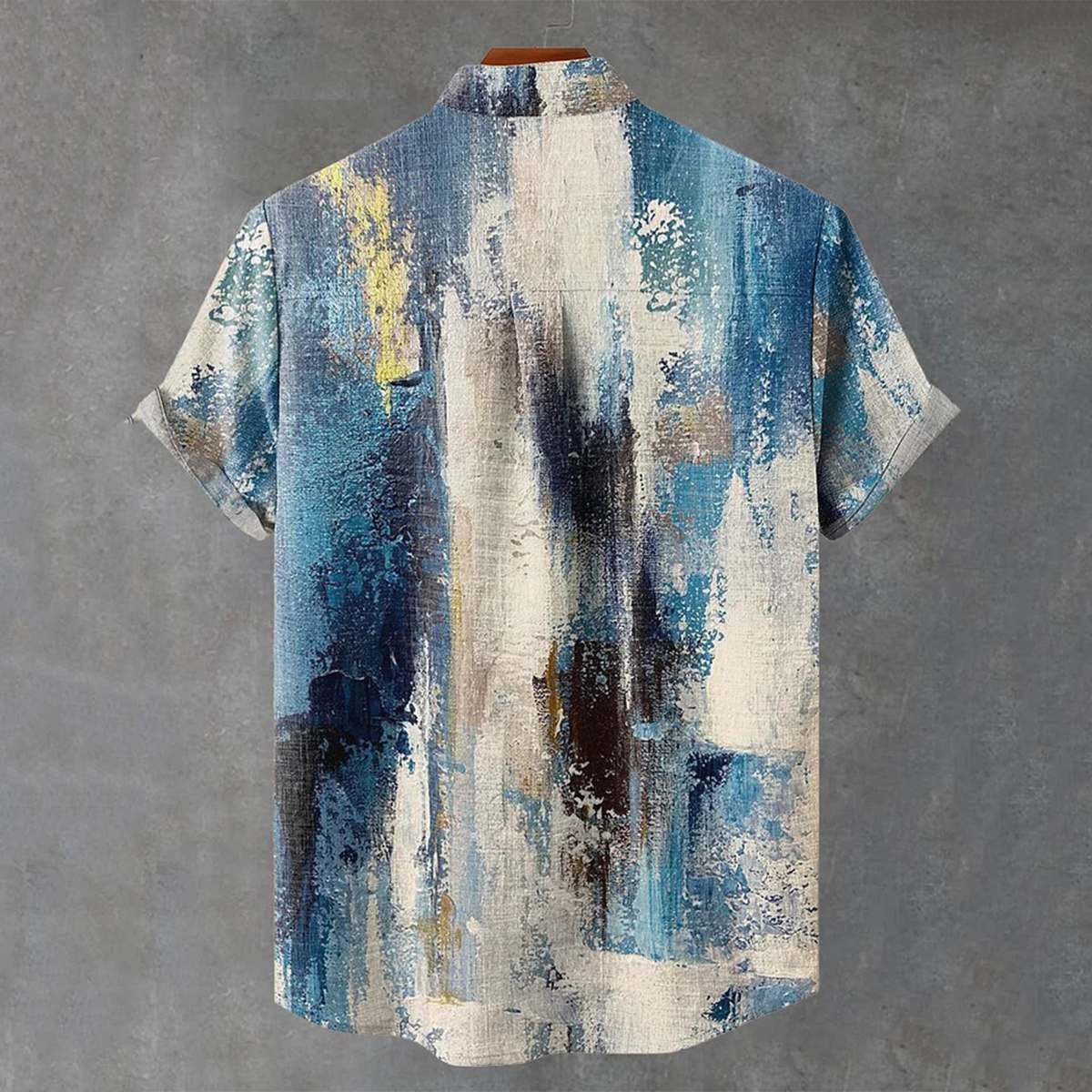 Men's Vintage Abstract Geometric Oil Painting Gradient Art Short Sleeve Shirt