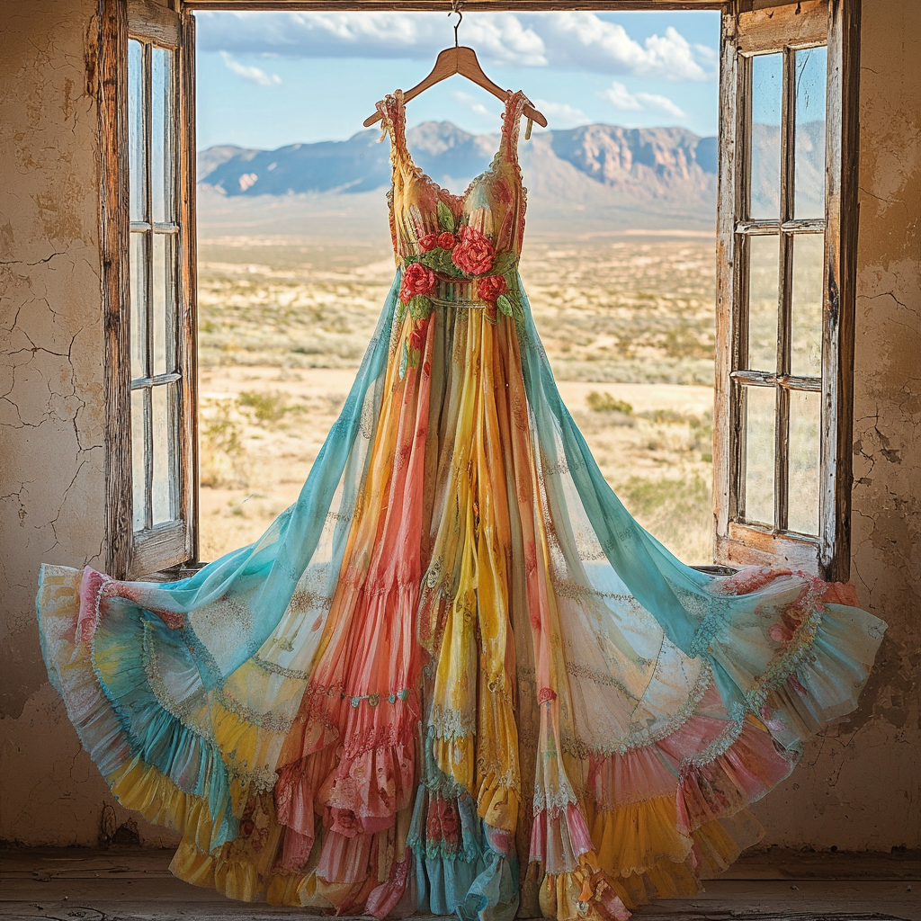 Windowsill Summer Romantic Lace Ruffle Dress be70