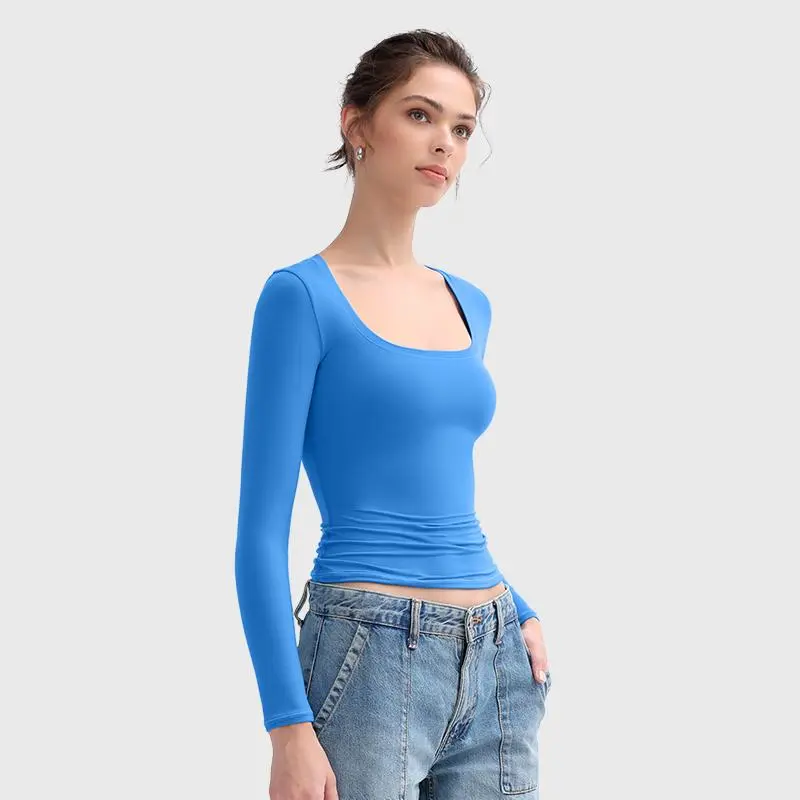 Womens Scoop Neck Long Sleeve Top - Smoke Cloud Collection