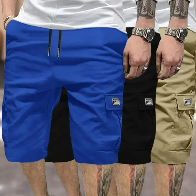 Camouflage Twill Pocket Shorts Three-Piece Set
