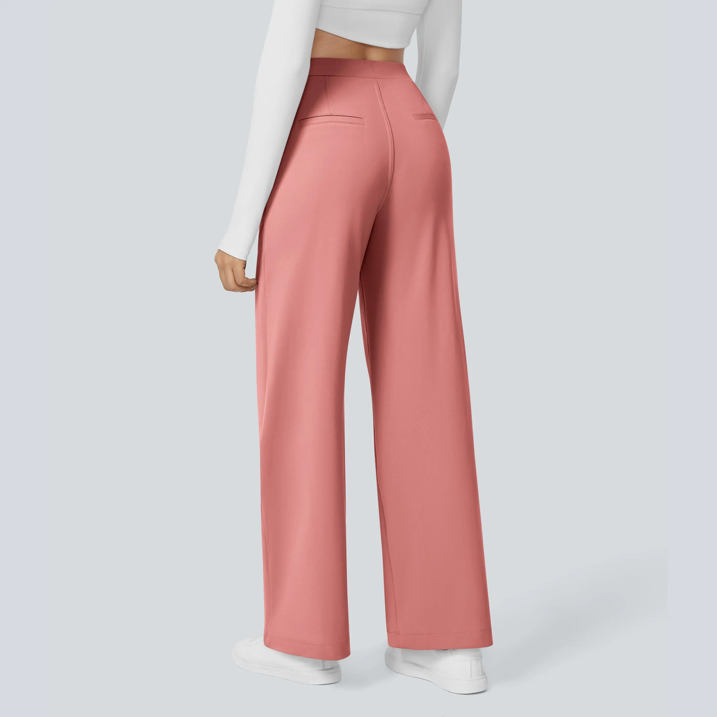 High Waisted Pocket Straight Leg Work Pants