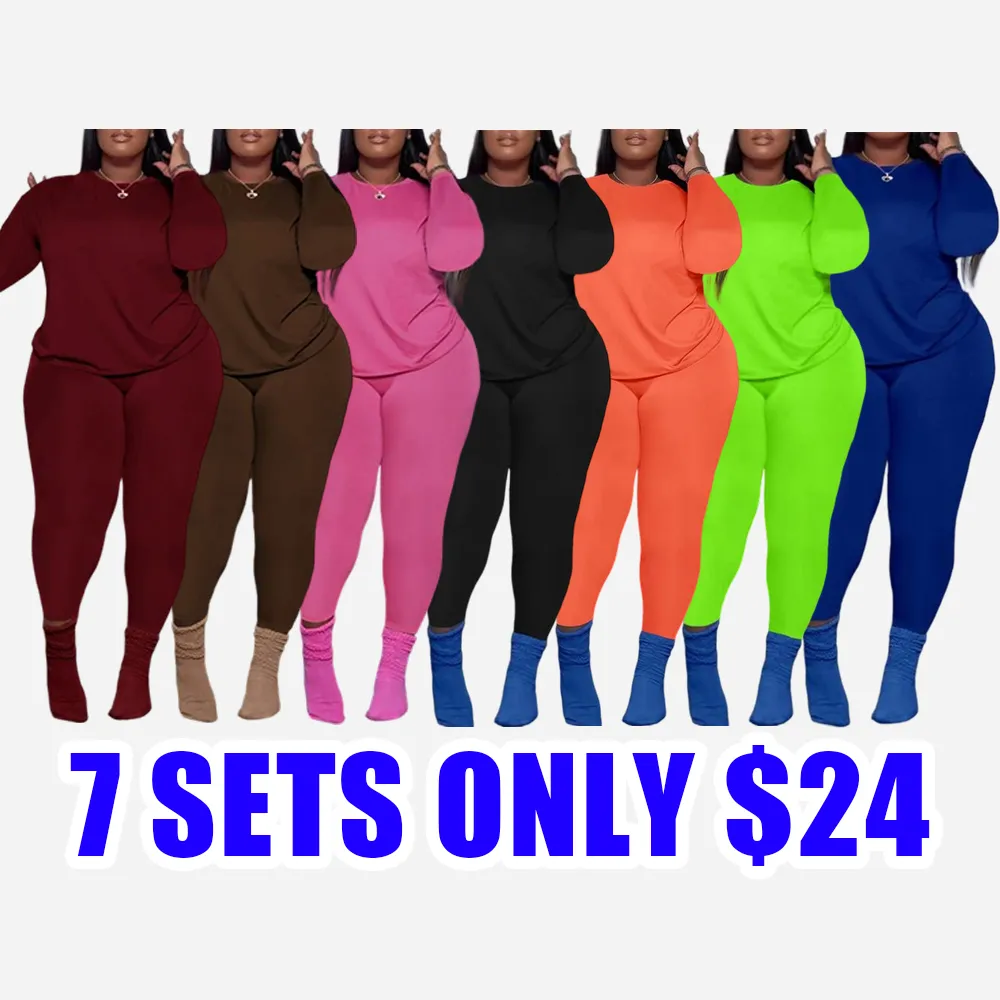 Plus Size 2-Piece Set – Long Sleeve Top & Skinny Pants, Cozy Fall Outfit