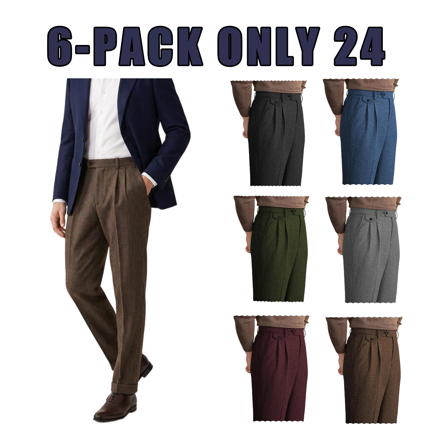 🧵 Men’s Retro Herringbone Tweed Dress Pants