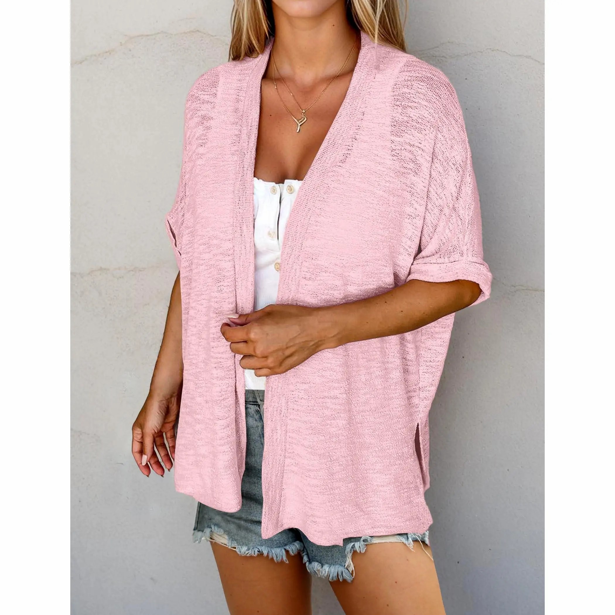 【Stock Up Deals】Women’s Lightweight Summer Open Front Short Sleeve Cardigan Cover Up