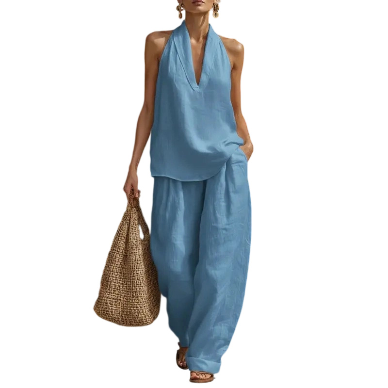 Women's Boho Linen Two-Piece Set