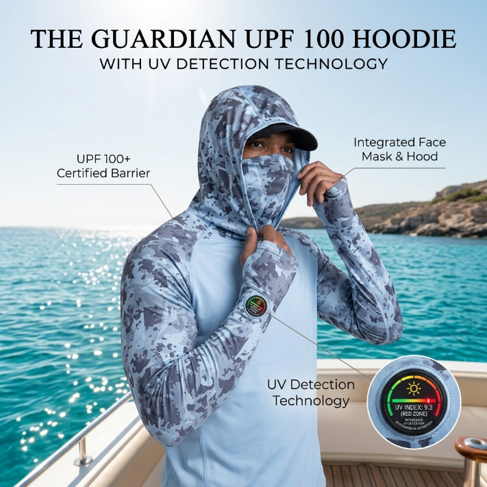 ☀️☀️☀️Men’s UPF 100 Sun Protection Hoodie with UV Detection