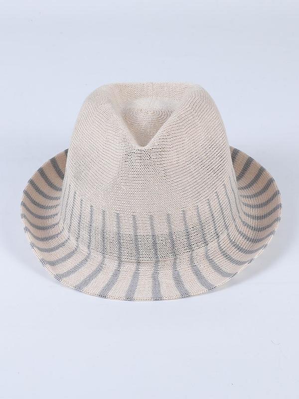 Short Brim Striped Woven Sun-Protection Hats&Caps Fisherman Hat