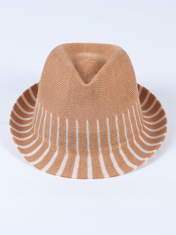 Short Brim Striped Woven Sun-Protection Hats&Caps Fisherman Hat