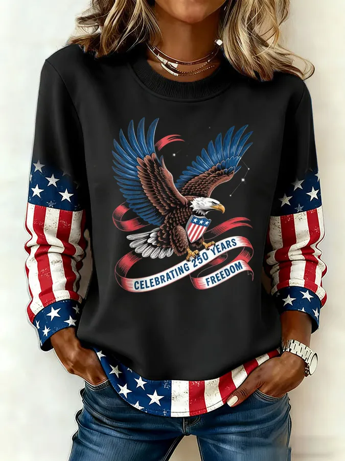 Ladies' Leisure 250th Anniversary National Day Celebration Round Neck Hoodie