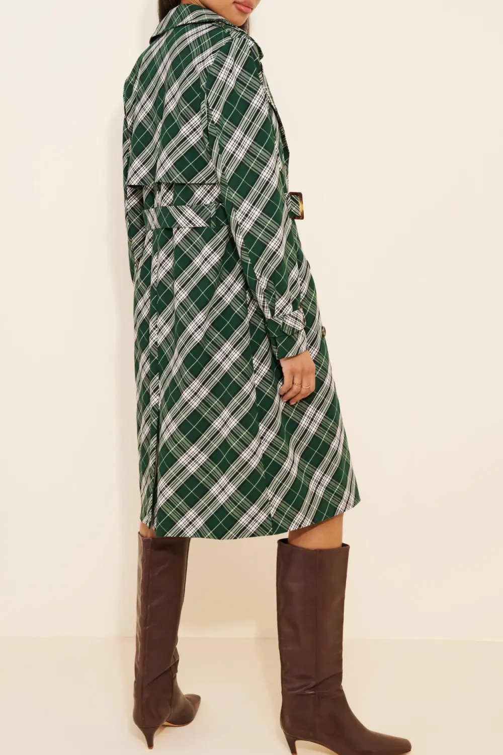 Plaid Longline Trench Coat