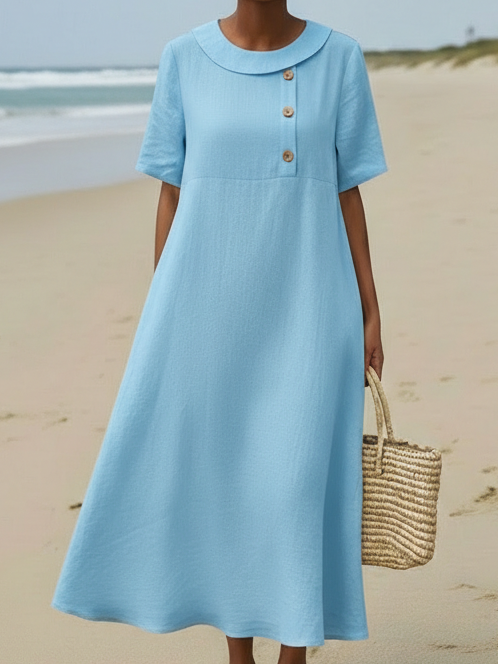 Elegant Cozy Round-neck Loose A-line Dress