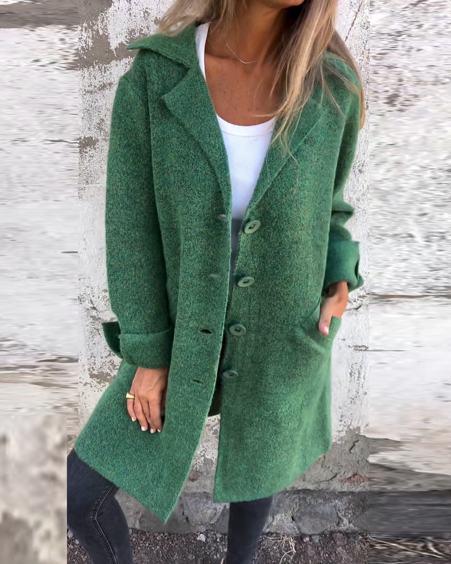 CLEARANCE SALE🔥 Casual Lapel Wool Single Breasted Long Coat- 48% OFF