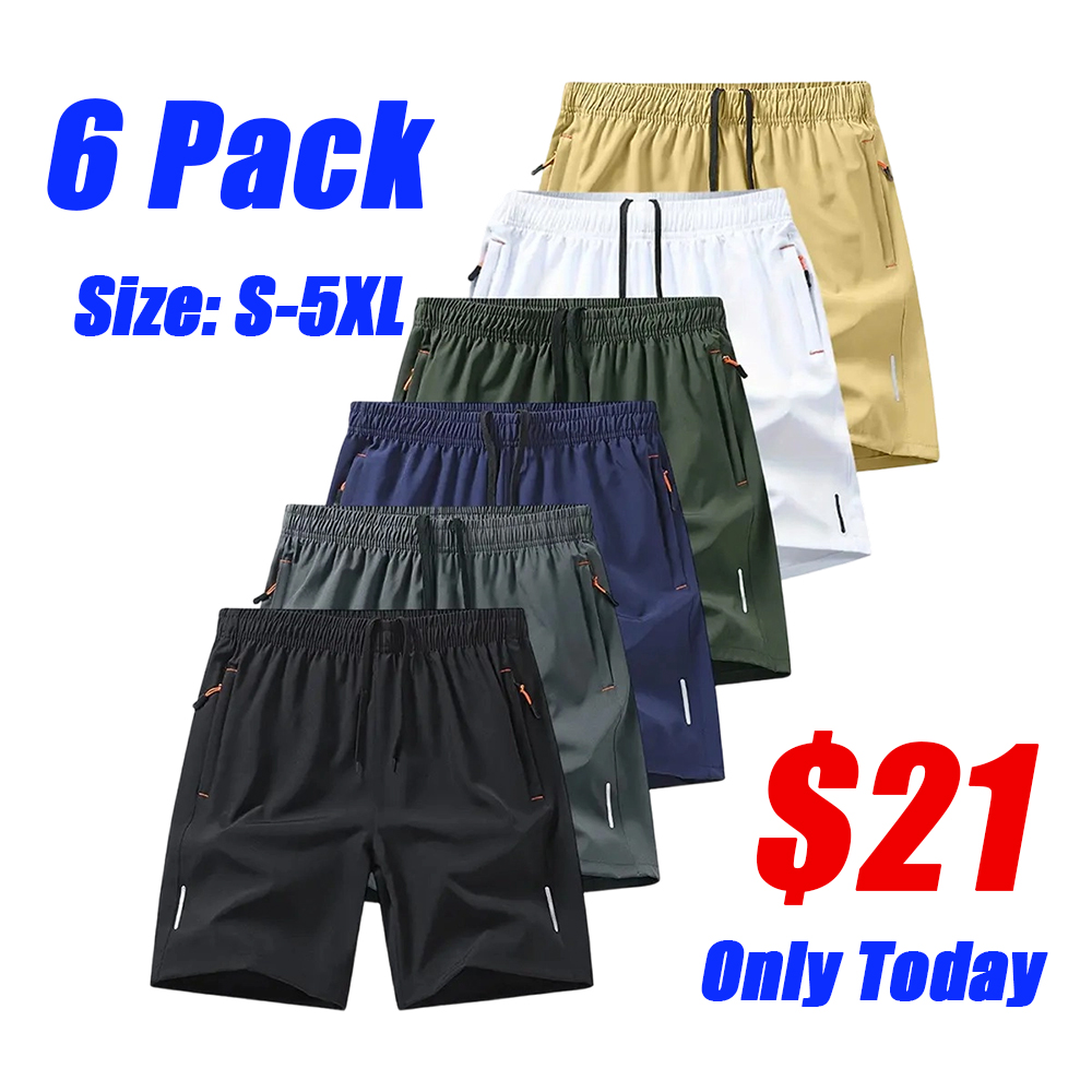 Men's zipper pocket shorts, summer ice silk beach shorts, ice-sense quick-dry sports casual pants